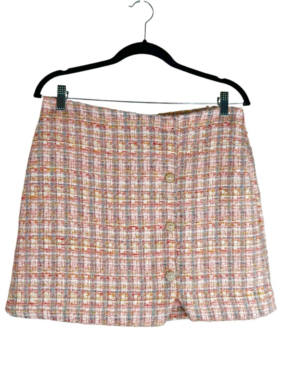 House of Harlow 1960 Tweed Pink Silver Tinsel Classic Coquette Girl Skirt Size M